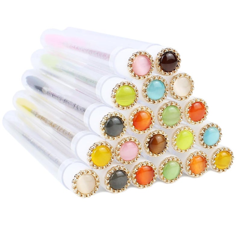 SenRocc 20pcs Mascara Wands Tube Reusable Lash Spoolies Pearl Gold Tube Eyelash Brush Tubes Spoolies Lash Extension Brushes Applicators Makeup Tools (CatE-Gold-MlX) - Image 1